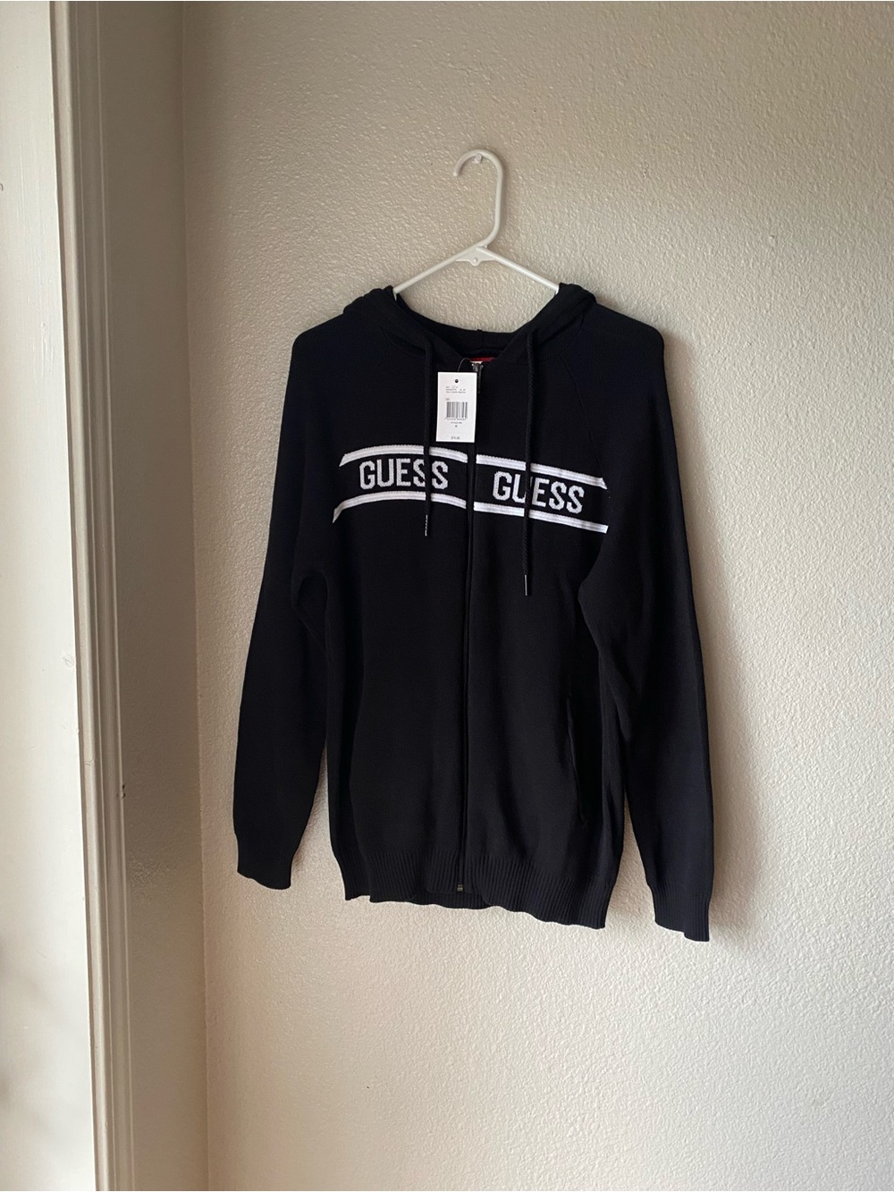 GUESS Black Logo Zip Hoodie Jacket